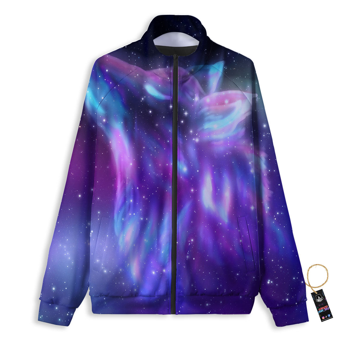 Wolf Spirit Aurora Howling Print Track Jacket-grizzshop