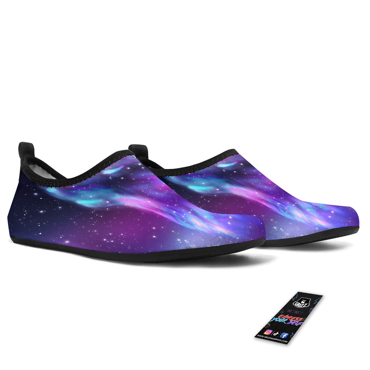 Wolf Spirit Aurora Howling Print Water Shoes-grizzshop