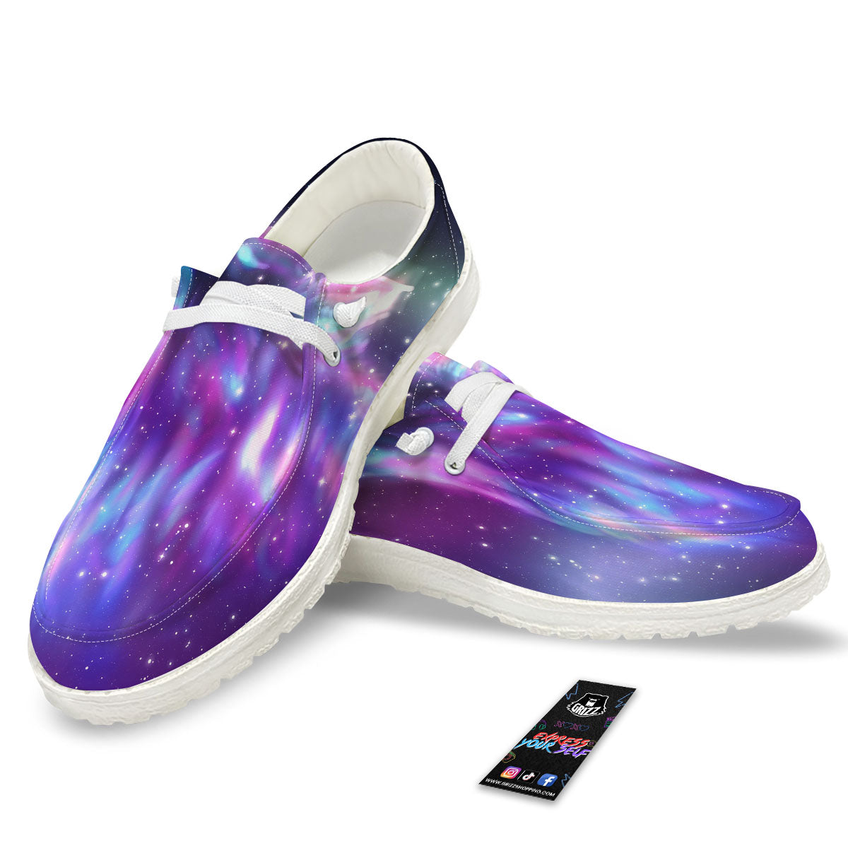 Wolf Spirit Aurora Howling Print White Loafers-grizzshop