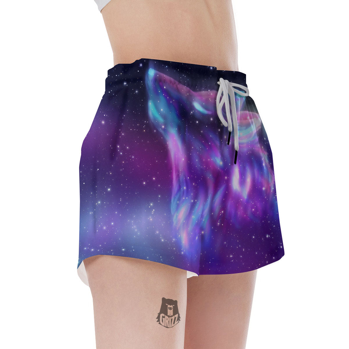 Wolf Spirit Aurora Howling Print Women's Shorts-grizzshop