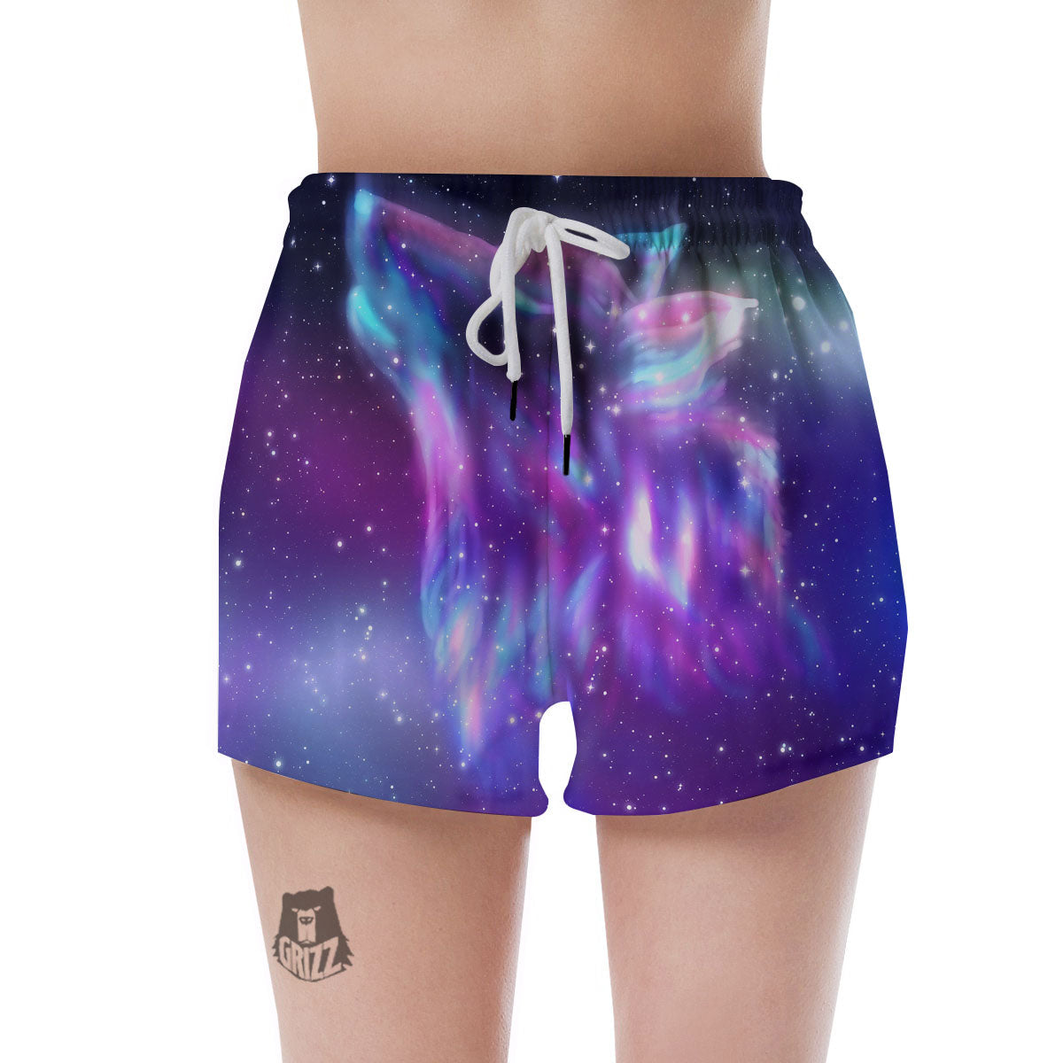 Wolf Spirit Aurora Howling Print Women's Shorts-grizzshop
