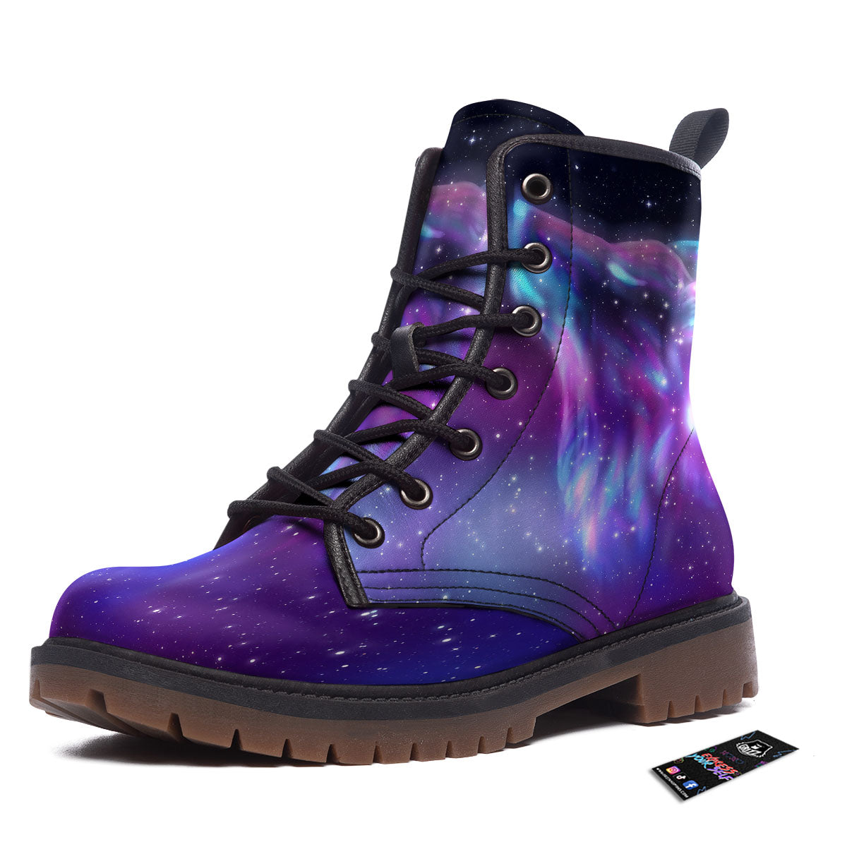 Wolf Spirit Aurora Howling Print Work Boots-grizzshop