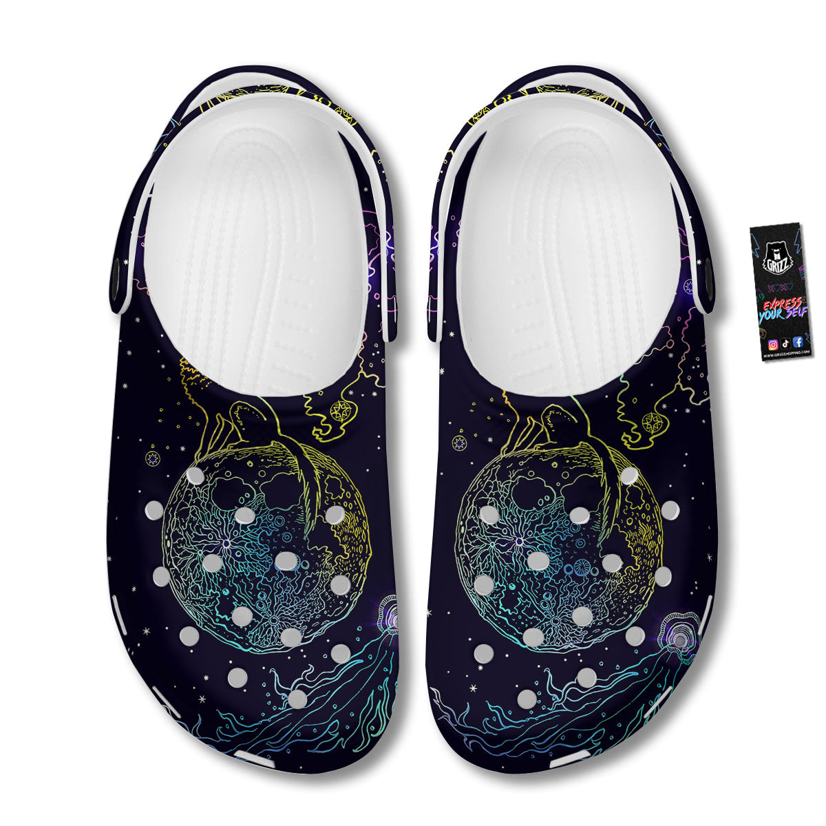 Wolf Spirit Galaxy Howling Print Clog-grizzshop