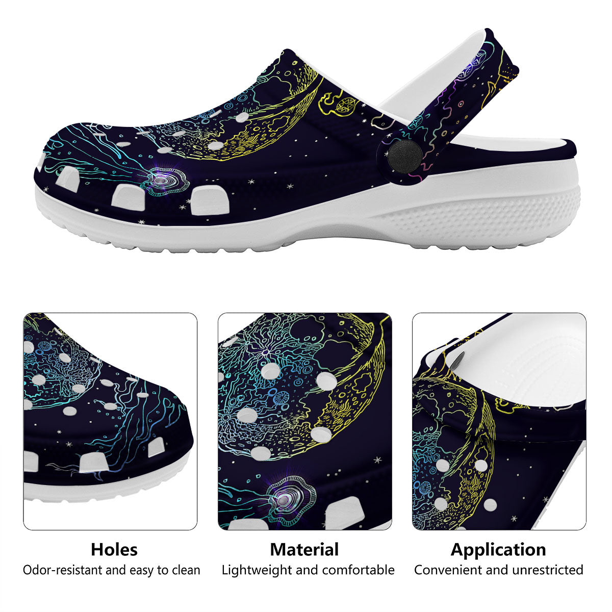 Wolf Spirit Galaxy Howling Print Clog-grizzshop