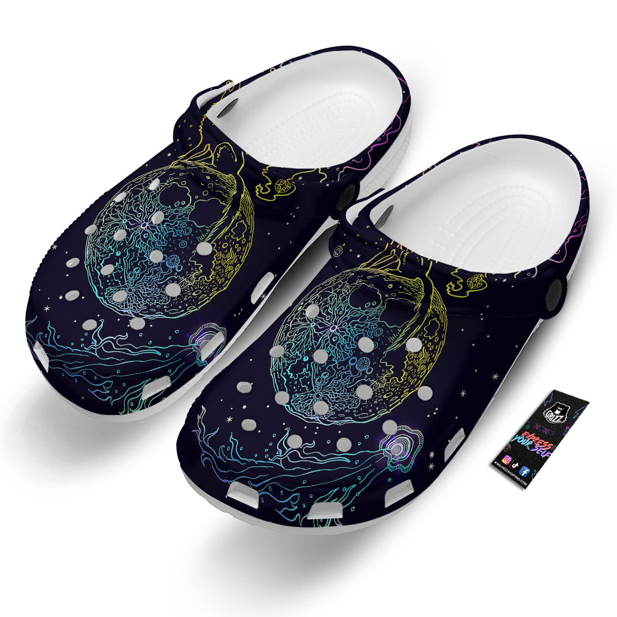 Wolf Spirit Galaxy Howling Print Clog-grizzshop