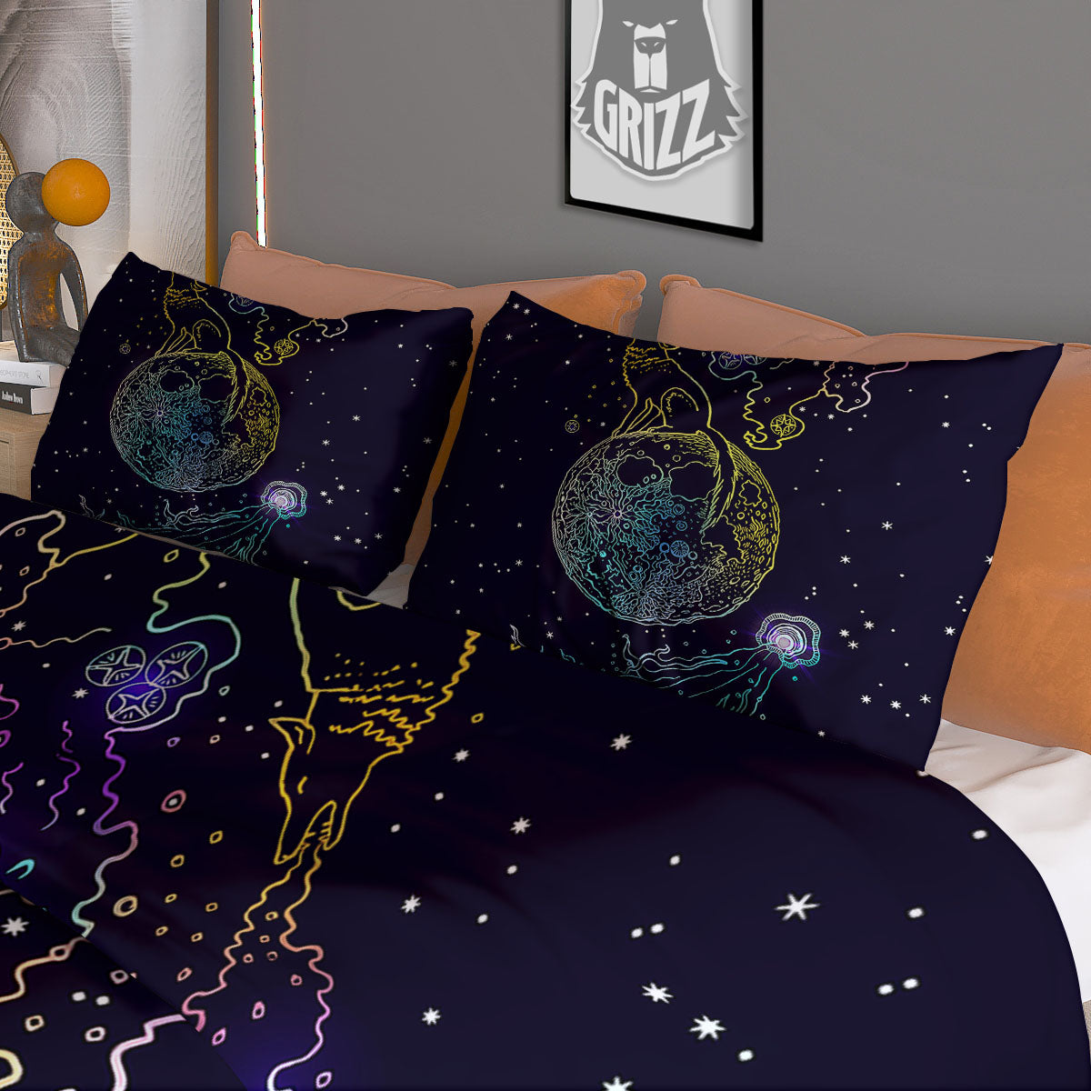 Wolf Spirit Galaxy Howling Print Duvet Cover Bedding Set