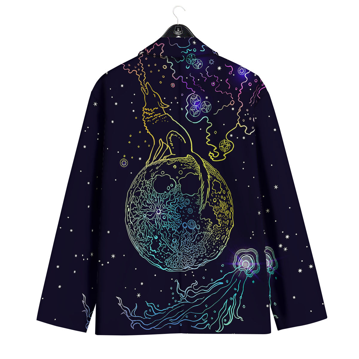 Wolf Spirit Galaxy Howling Print Men's Sport Coat-grizzshop