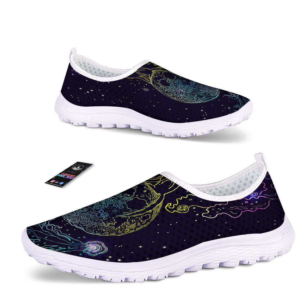 Wolf Spirit Galaxy Howling Print Nurse Shoes-grizzshop