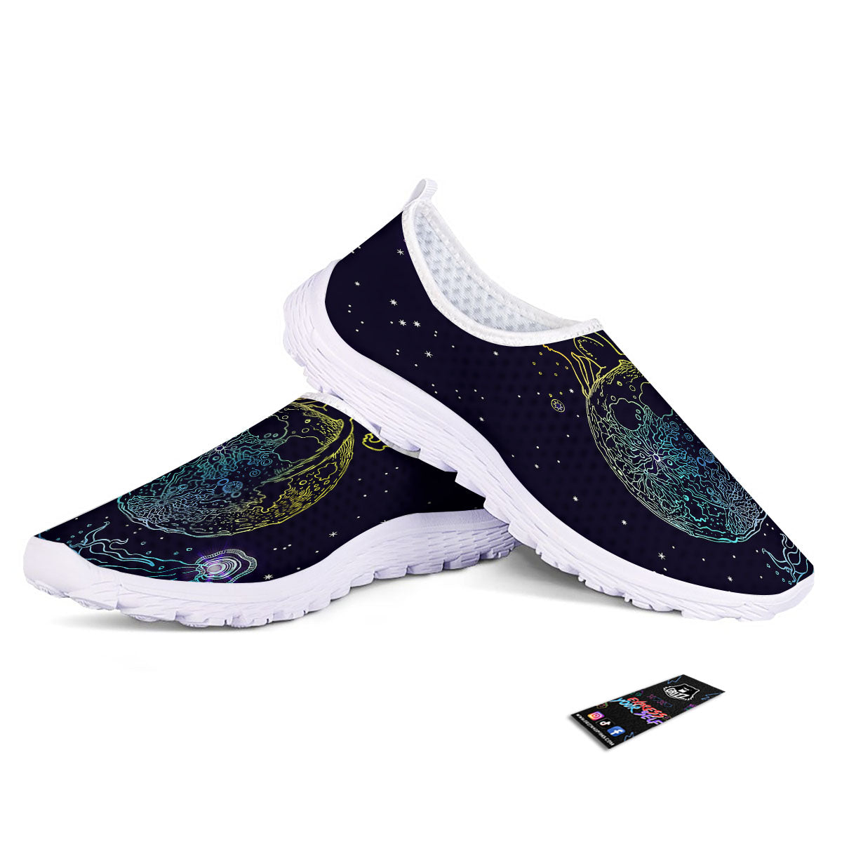 Wolf Spirit Galaxy Howling Print Nurse Shoes-grizzshop