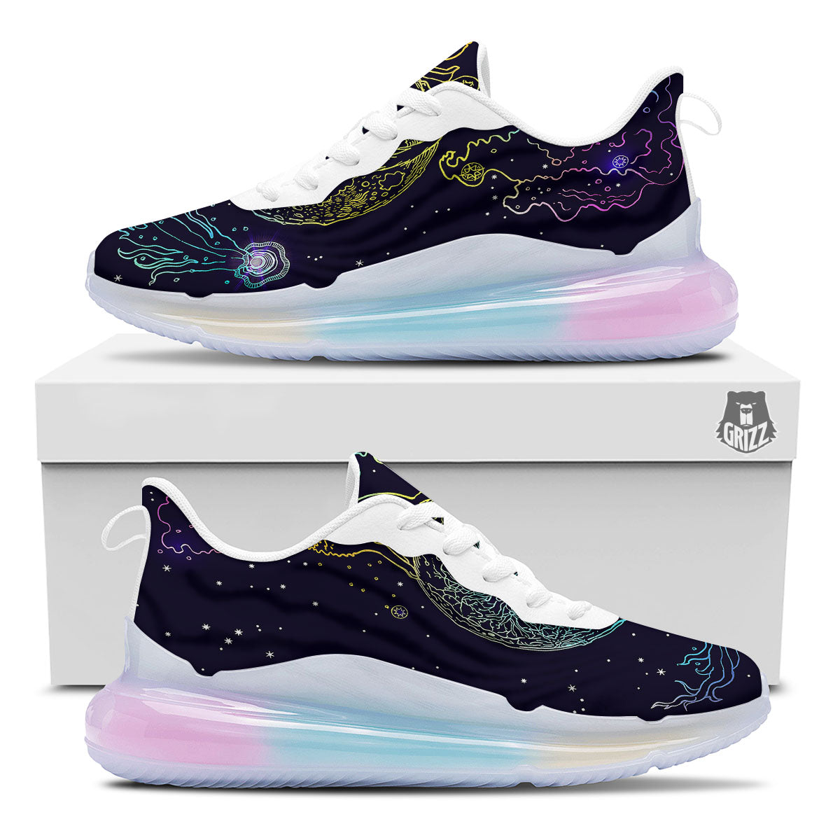 Wolf Spirit Galaxy Howling Print Running Sneakers-grizzshop