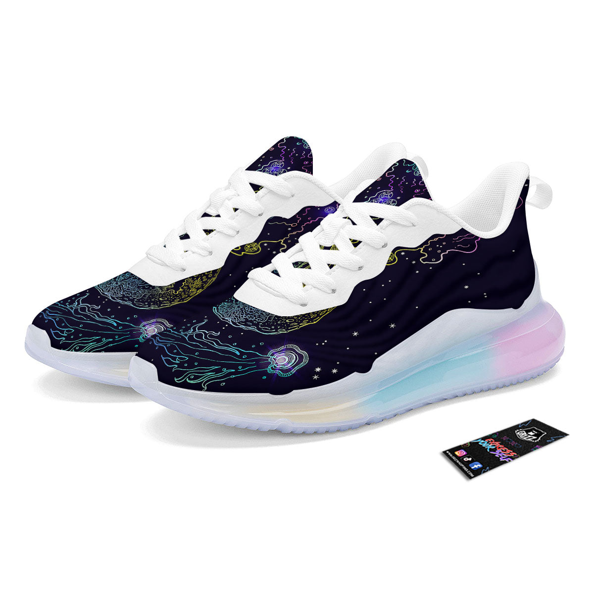 Wolf Spirit Galaxy Howling Print Running Sneakers-grizzshop