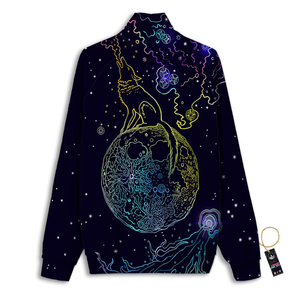 Wolf Spirit Galaxy Howling Print Track Jacket-grizzshop