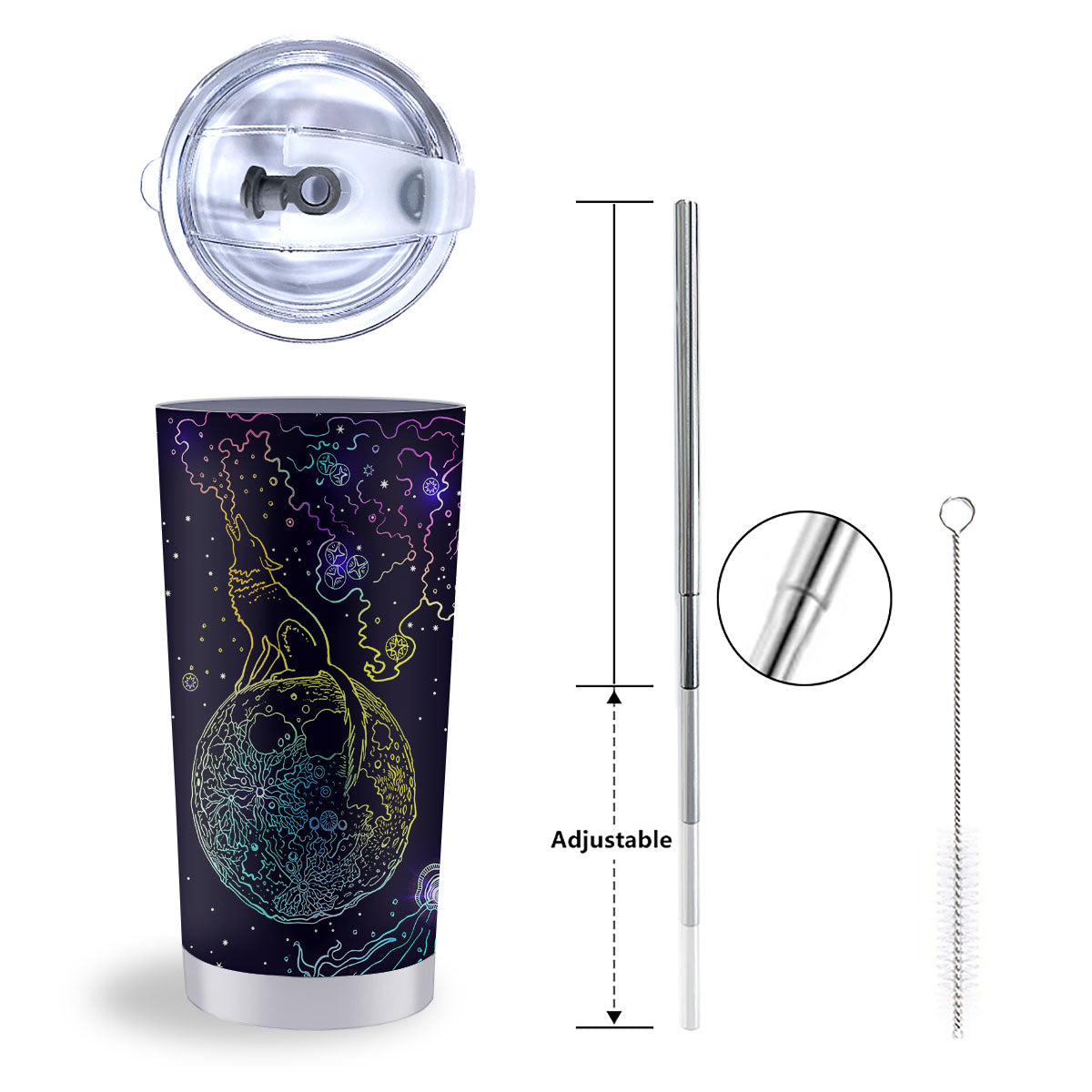 Wolf Spirit Galaxy Howling Print Tumbler-grizzshop