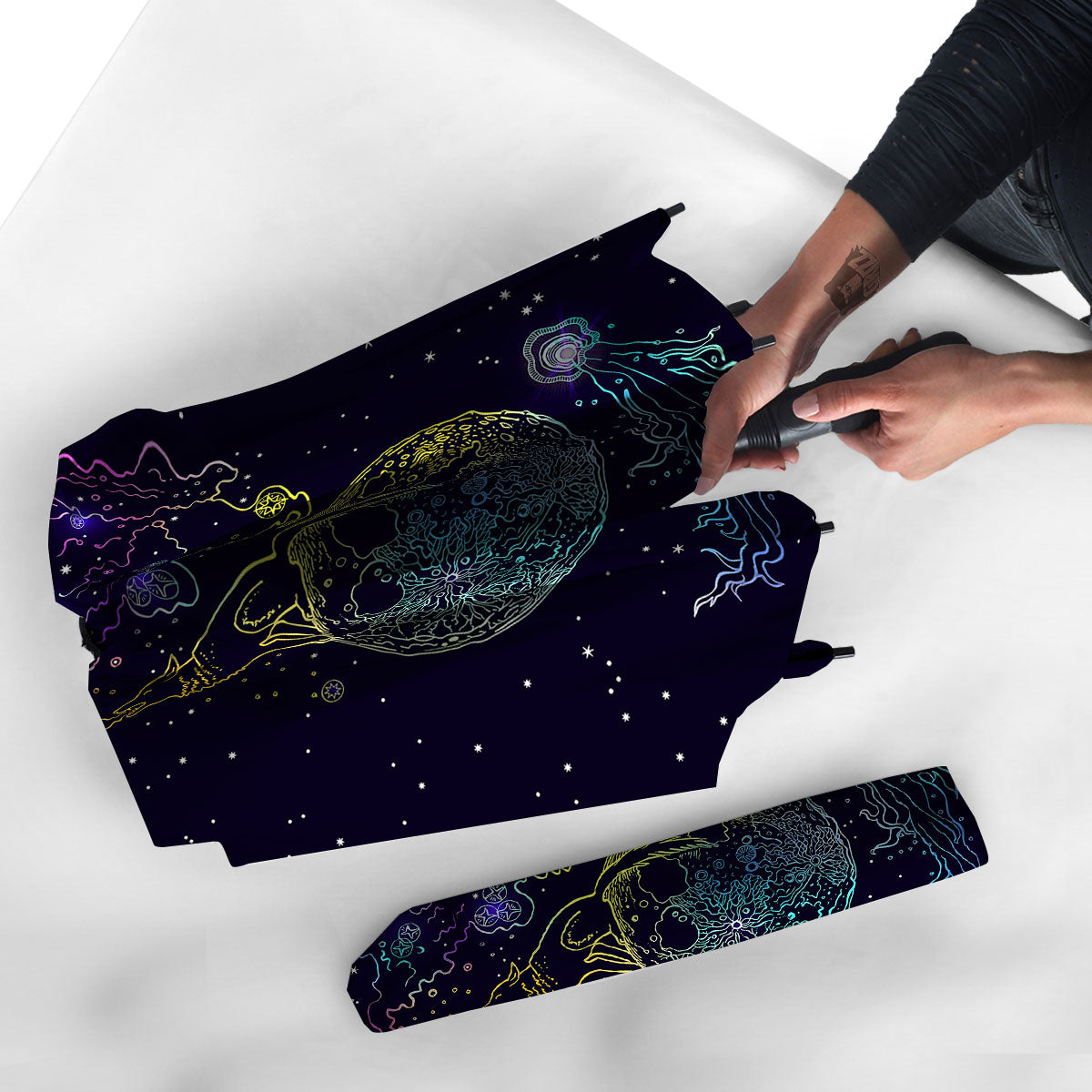 Wolf Spirit Galaxy Howling Print Umbrella-grizzshop