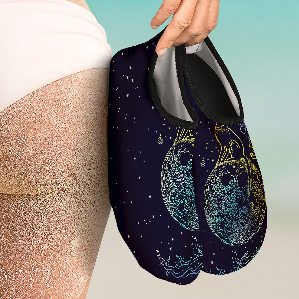 Wolf Spirit Galaxy Howling Print Water Shoes-grizzshop