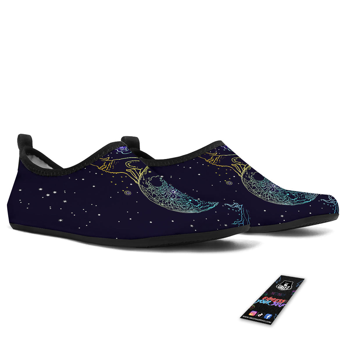 Wolf Spirit Galaxy Howling Print Water Shoes-grizzshop