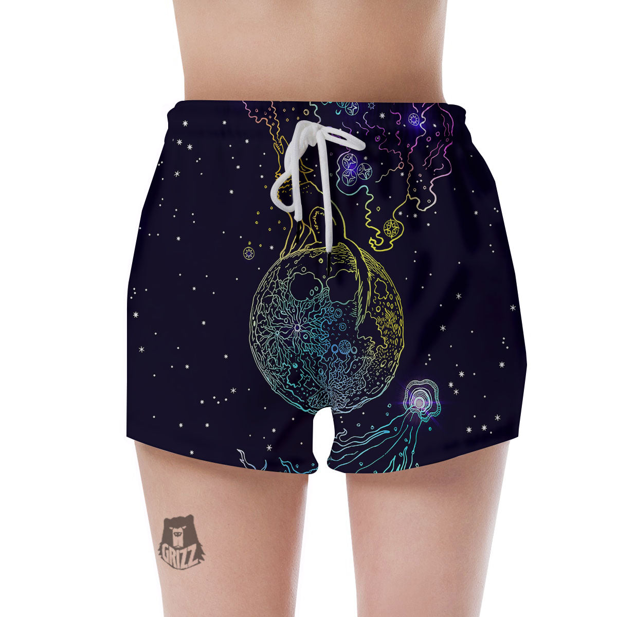 Wolf Spirit Galaxy Howling Print Women's Shorts-grizzshop