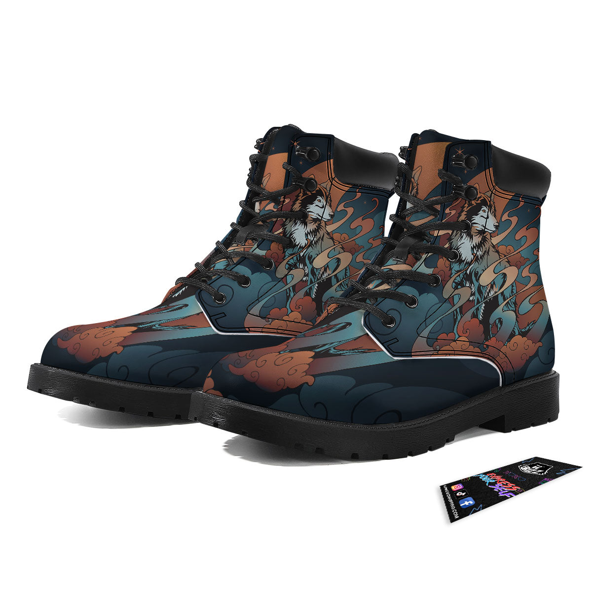 Wolf Spirit Night Forest Print Boots-grizzshop