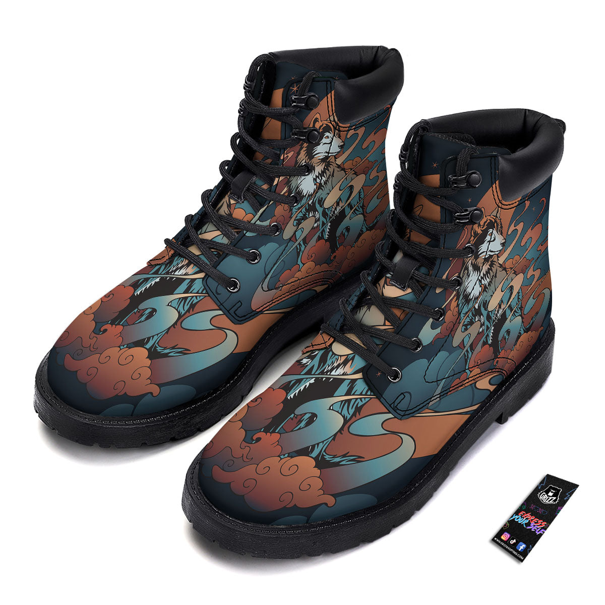 Wolf Spirit Night Forest Print Boots-grizzshop