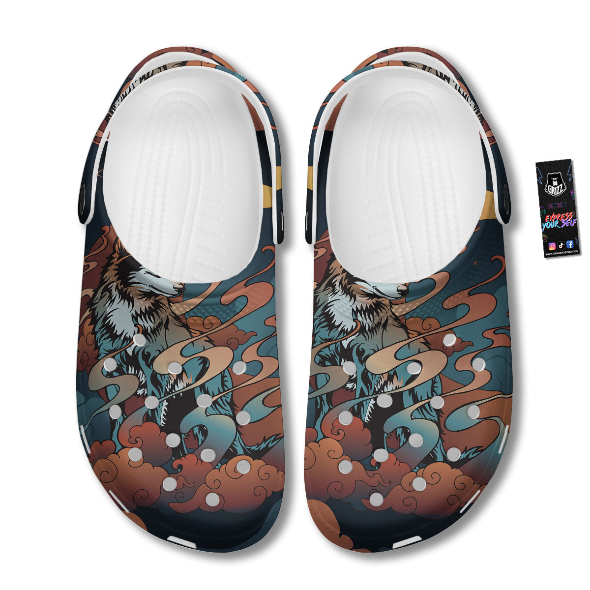 Wolf Spirit Night Forest Print Clog-grizzshop