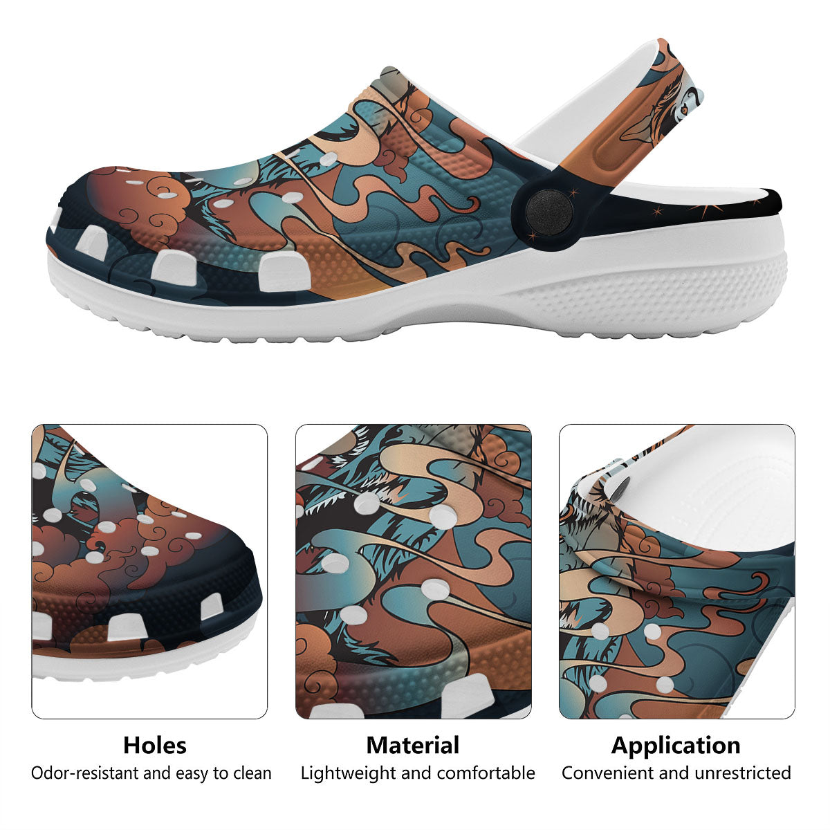 Wolf Spirit Night Forest Print Clog-grizzshop