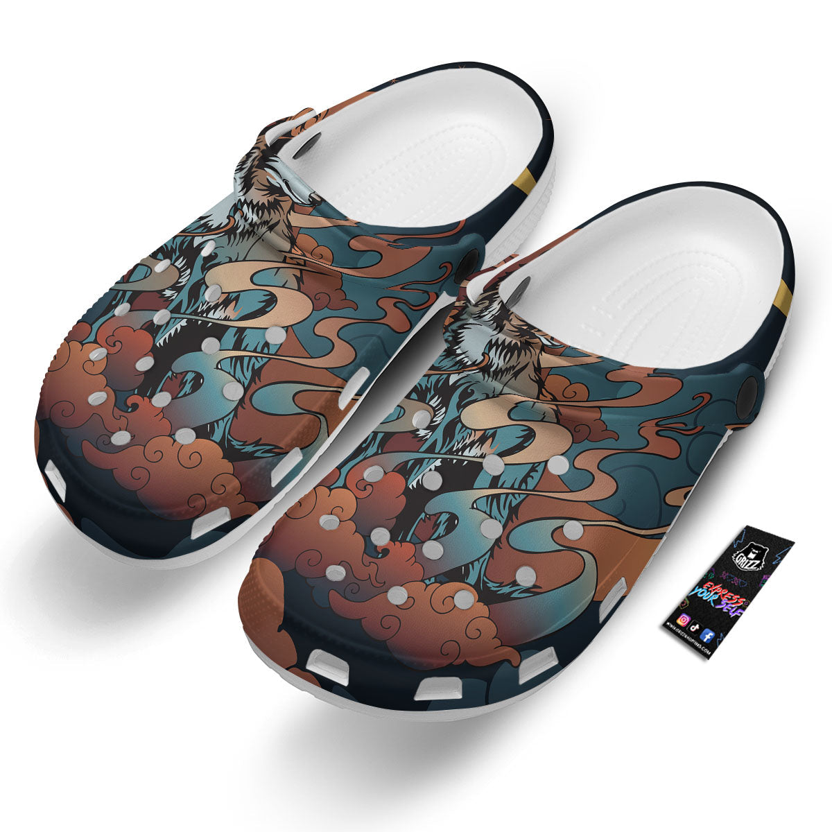 Wolf Spirit Night Forest Print Clog-grizzshop