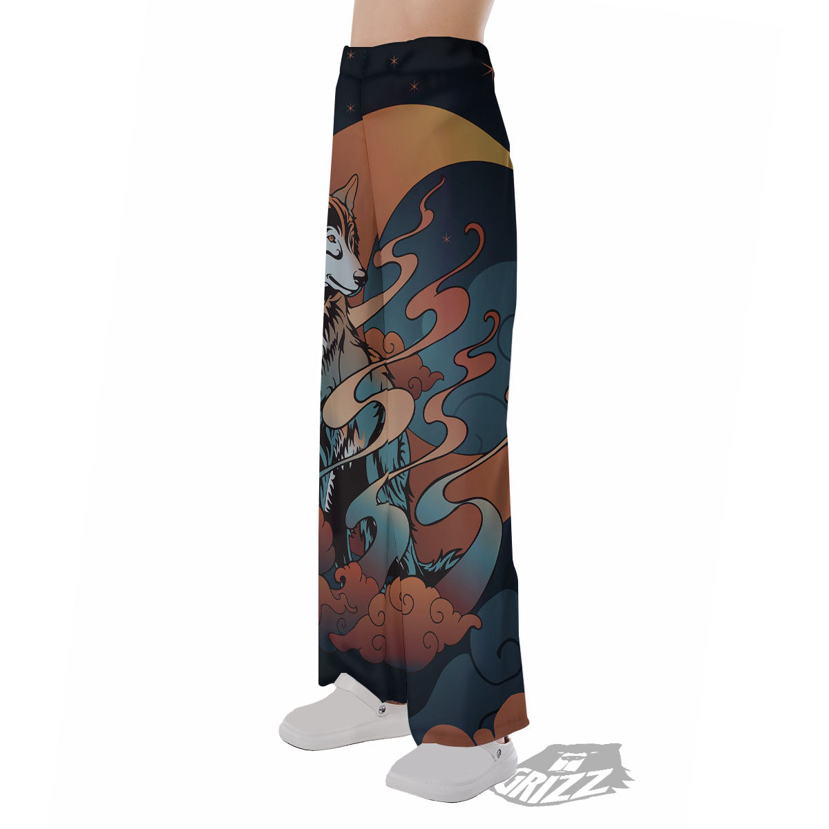 Wolf Spirit Night Forest Print Pajama Pants-grizzshop