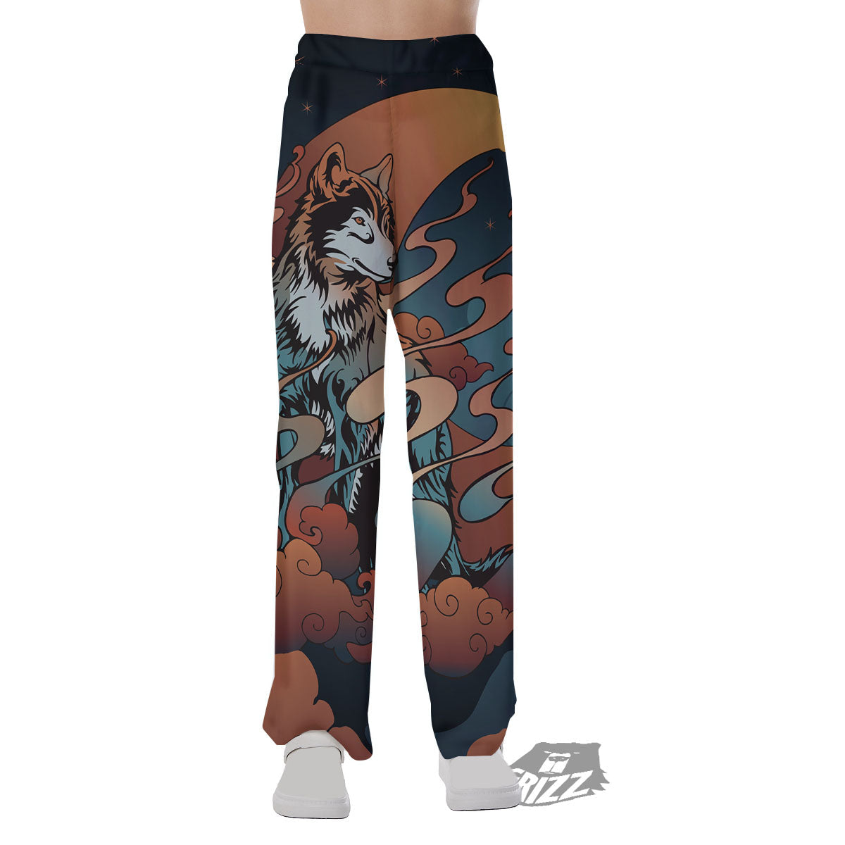 Wolf Spirit Night Forest Print Pajama Pants-grizzshop