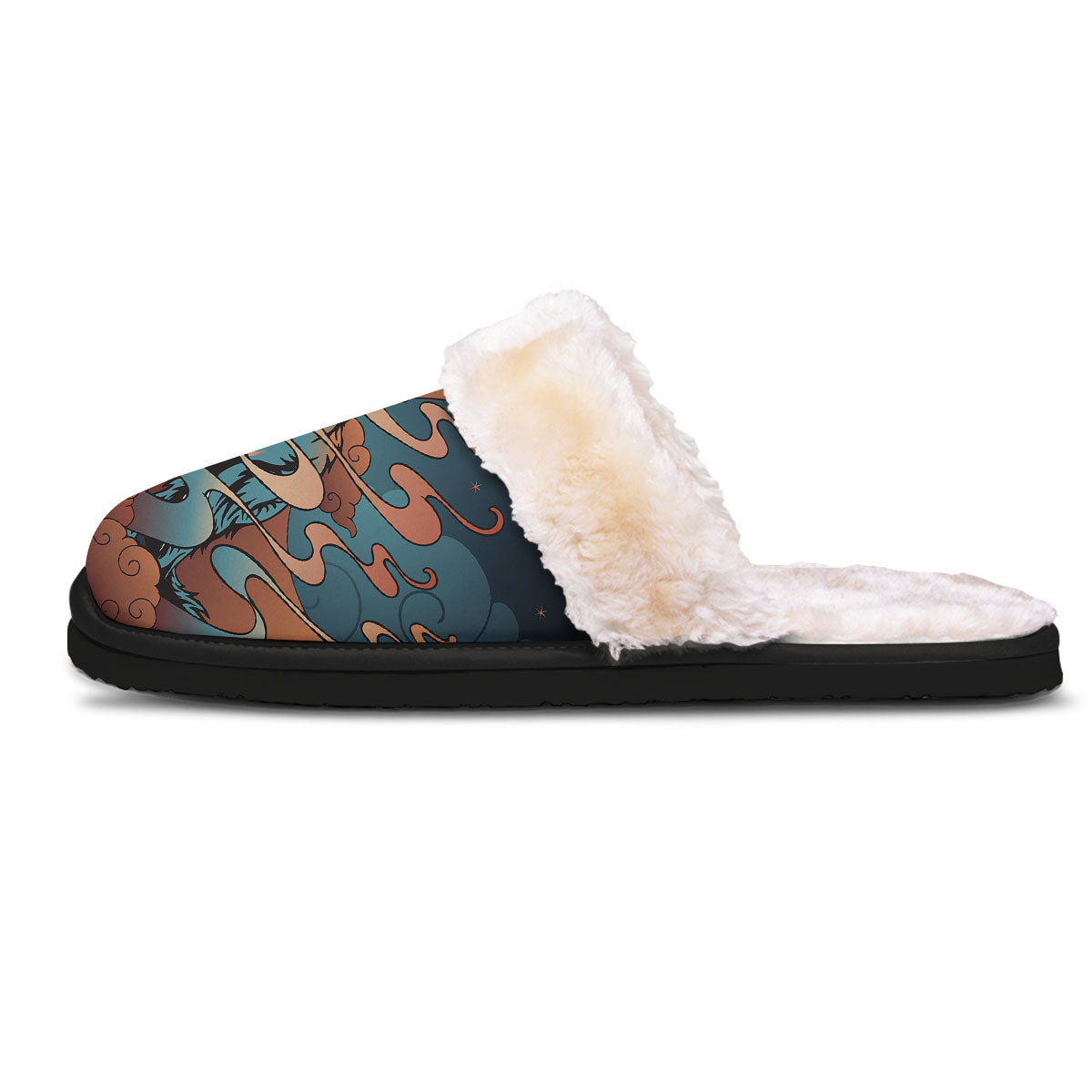 Wolf Spirit Night Forest Print Slippers-grizzshop