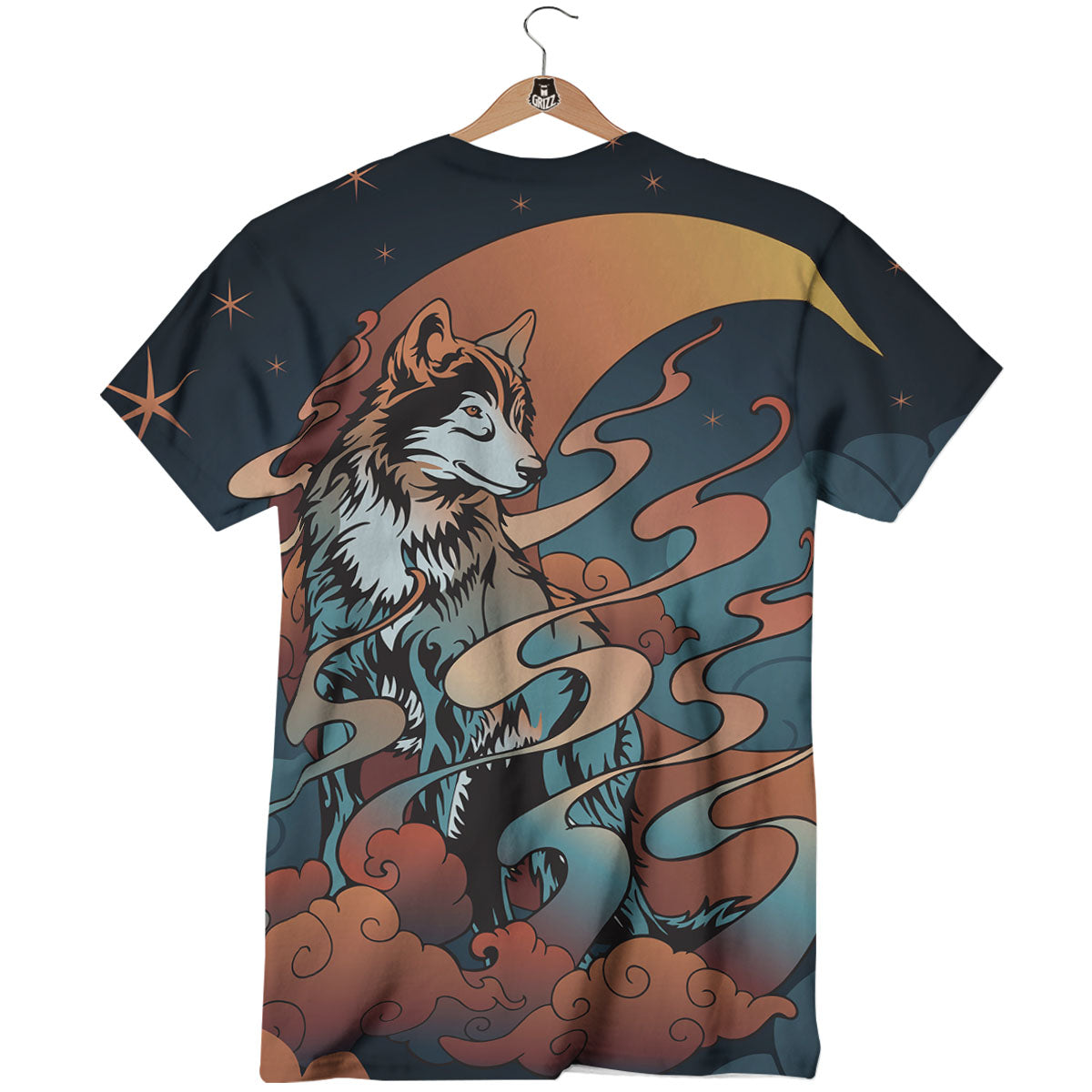 Wolf Spirit Night Forest Print T-Shirt-grizzshop