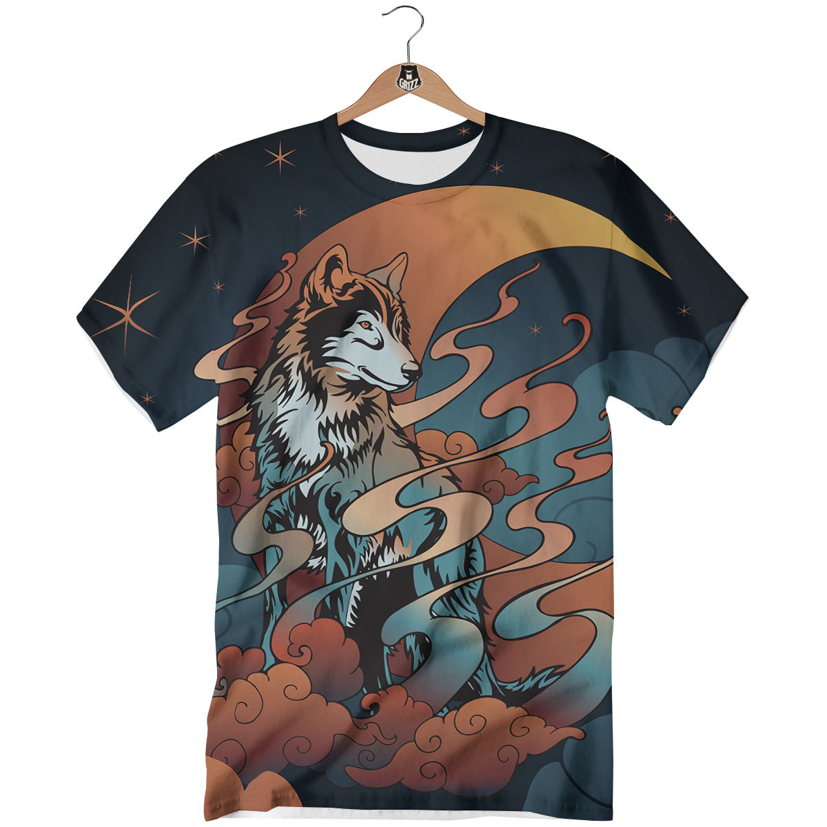 Wolf Spirit Night Forest Print T-Shirt-grizzshop