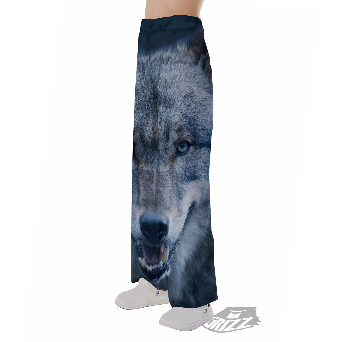Wolf White And Navy Print Pajama Pants-grizzshop