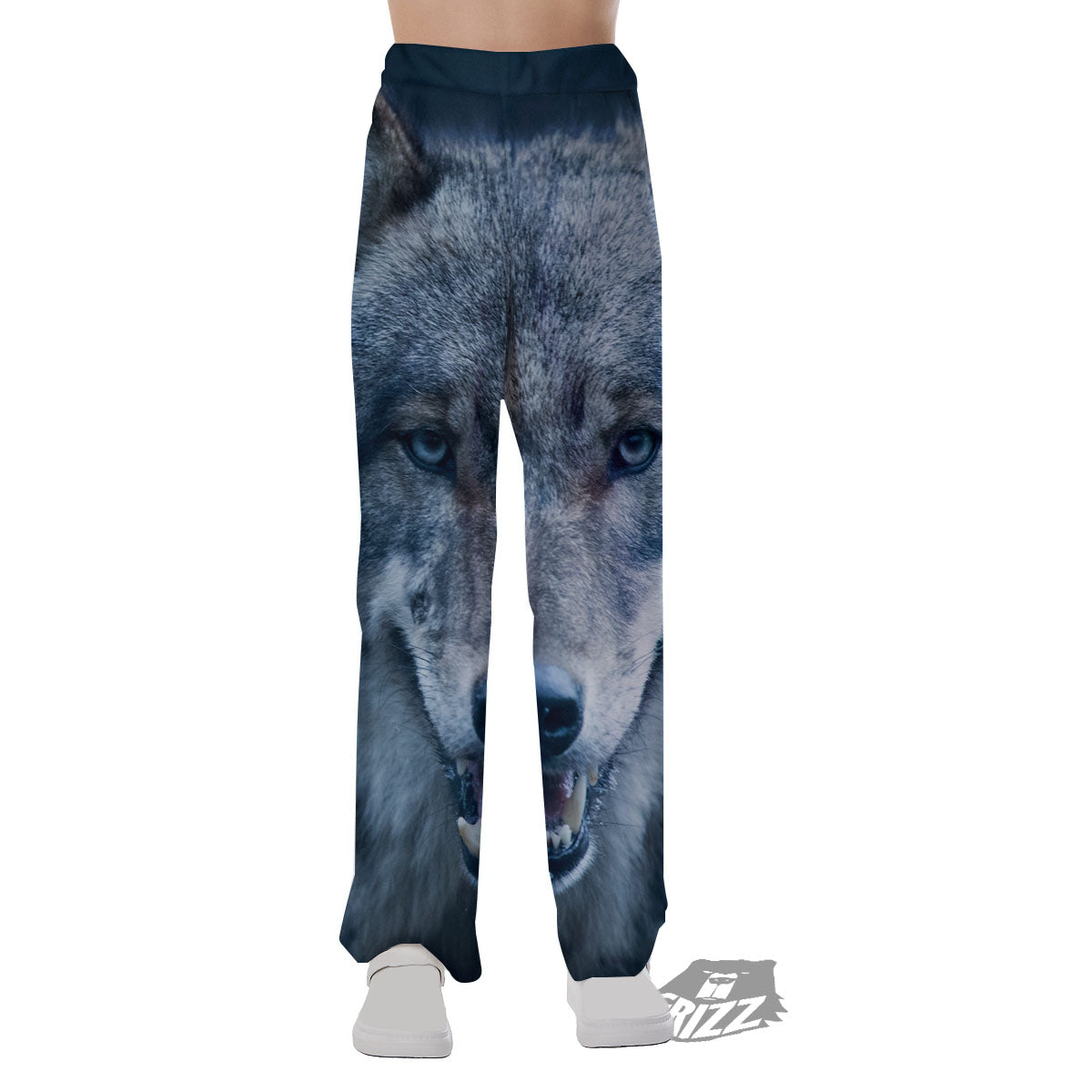 Wolf White And Navy Print Pajama Pants-grizzshop