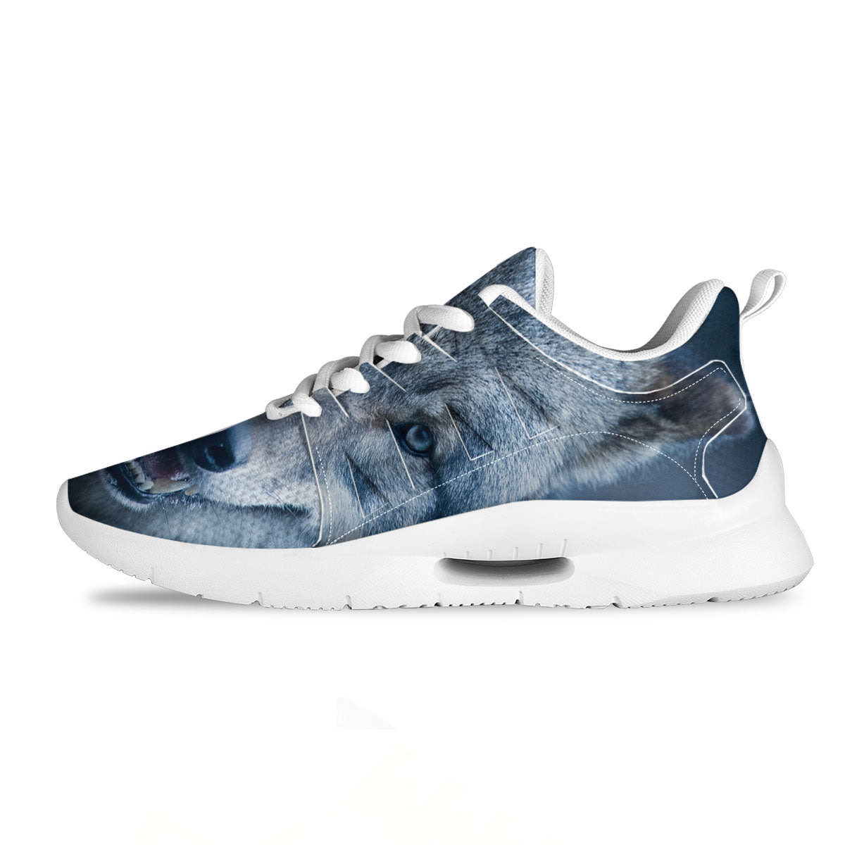 Wolf White And Navy Print Tennis Shoes-grizzshop
