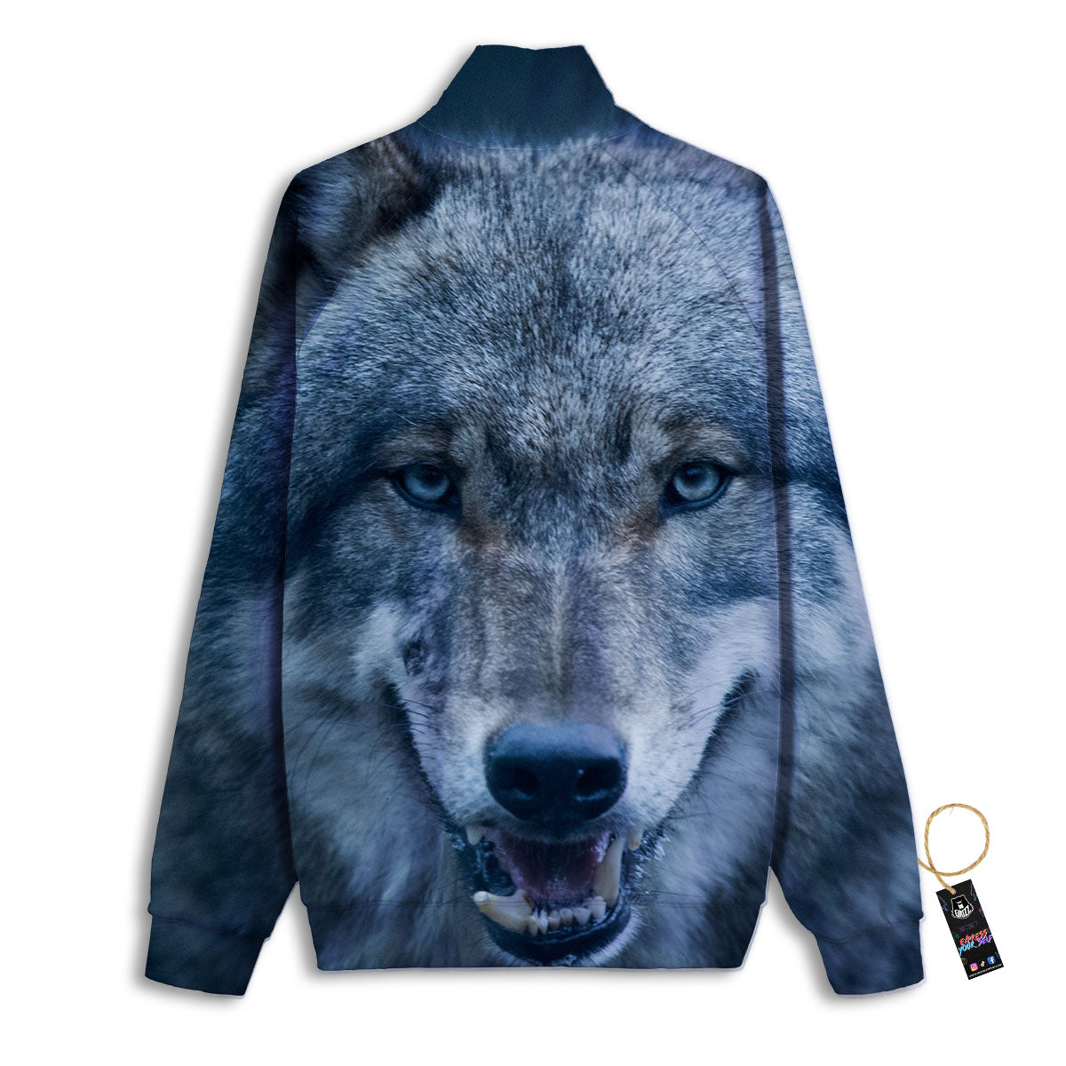 Wolf White And Navy Print Track Jacket-grizzshop