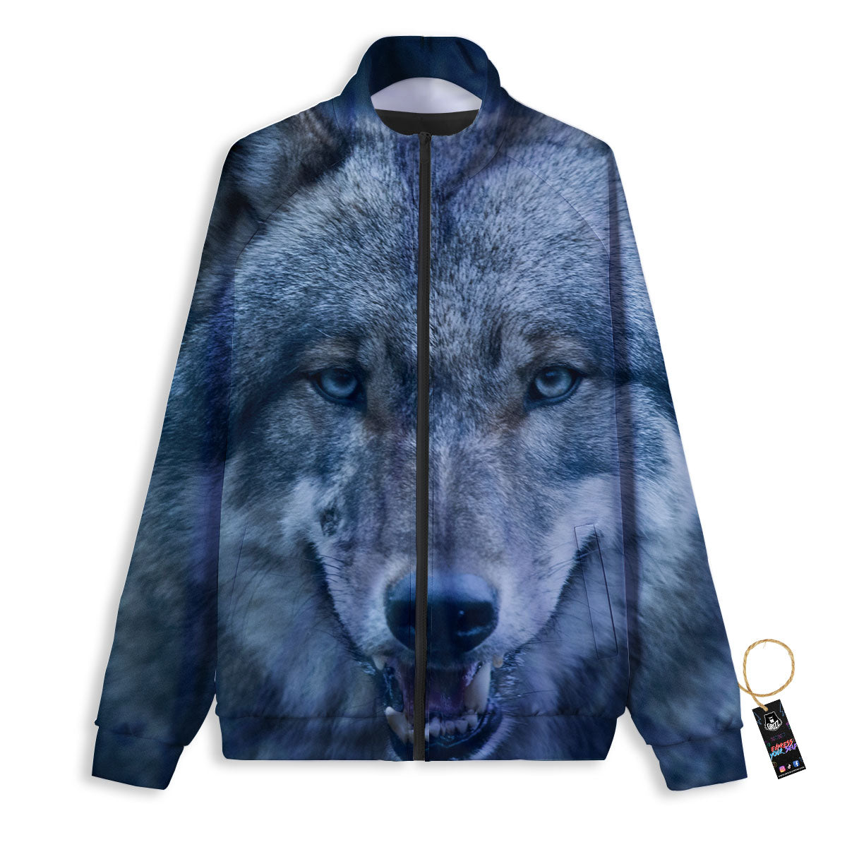 Wolf White And Navy Print Track Jacket-grizzshop