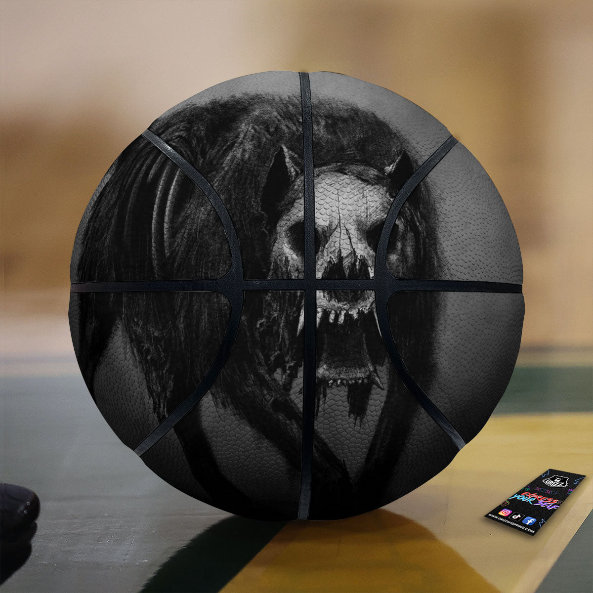 Wolf Black Demon Print Basketball