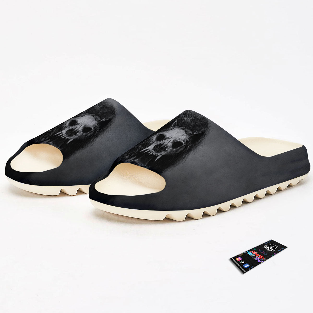 Wolf Black Demon Print Sandals-grizzshop