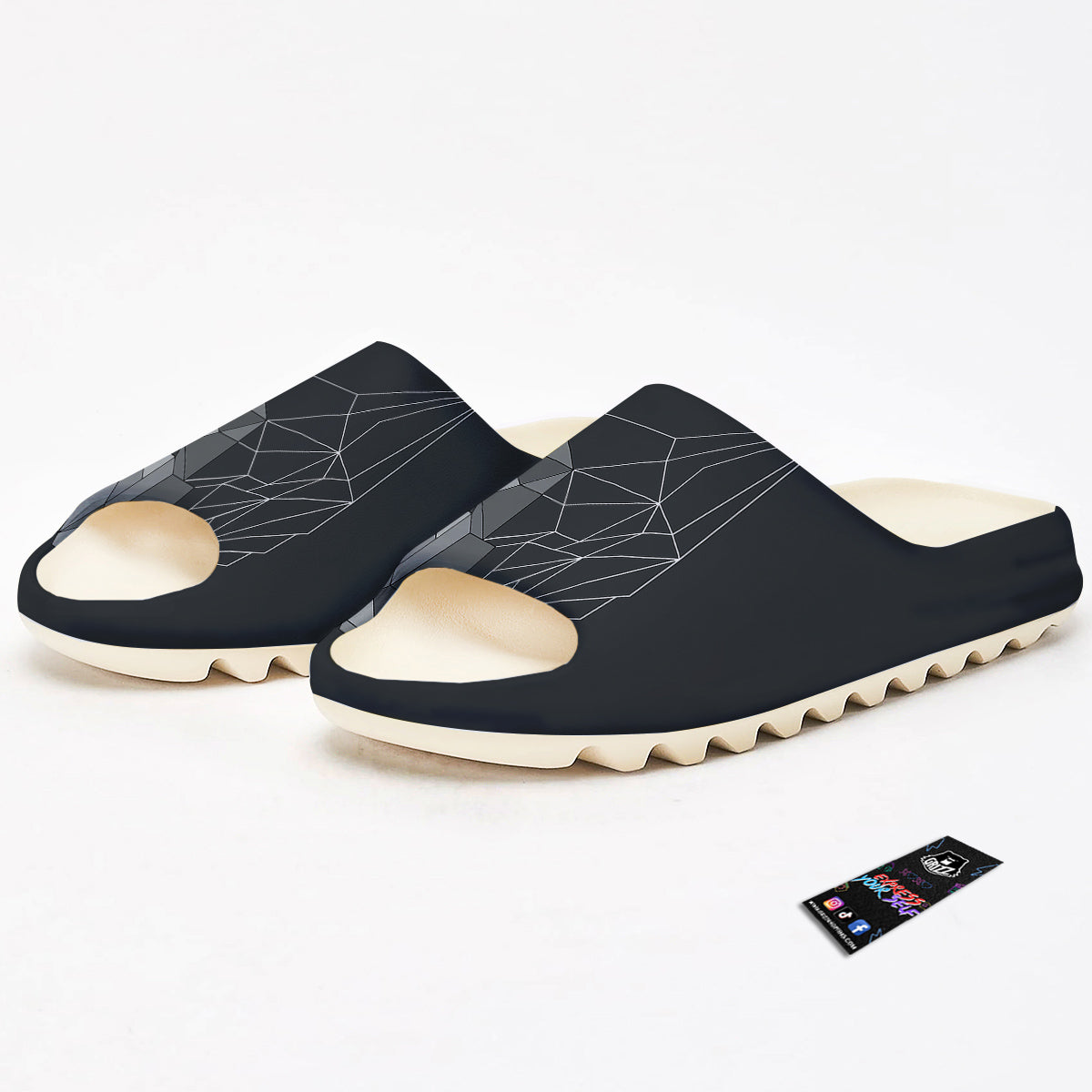 Wolf Geometric Dark Print Sandals-grizzshop