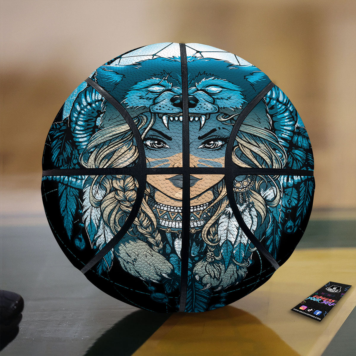 Wolf Girl Native American Print Basketball