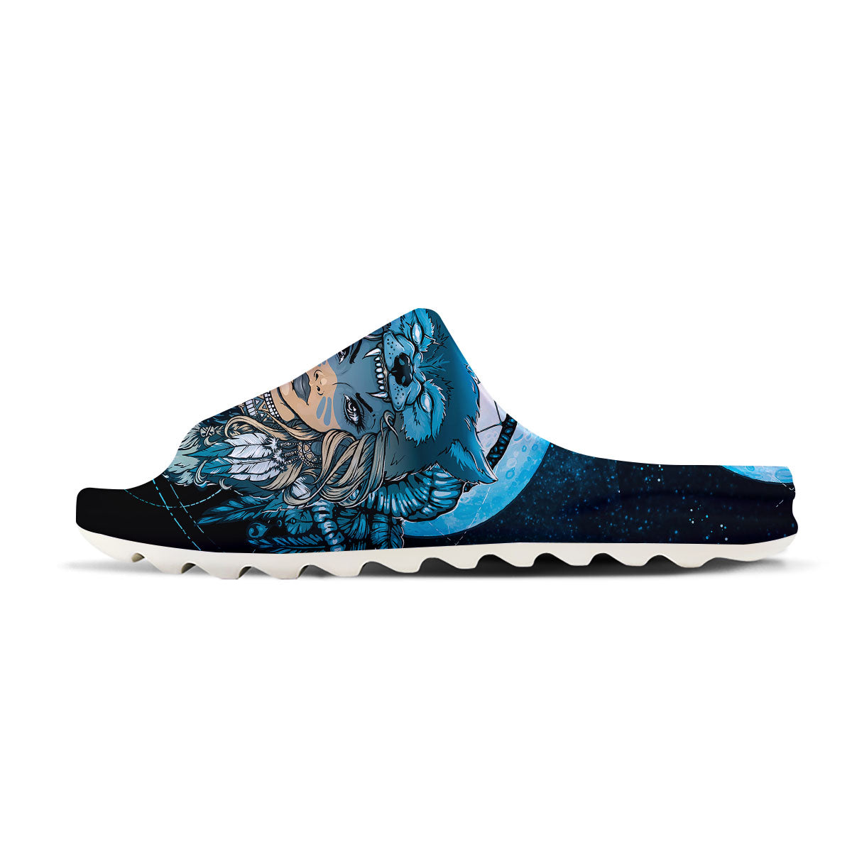 Wolf Girl Native American Print Sandals-grizzshop