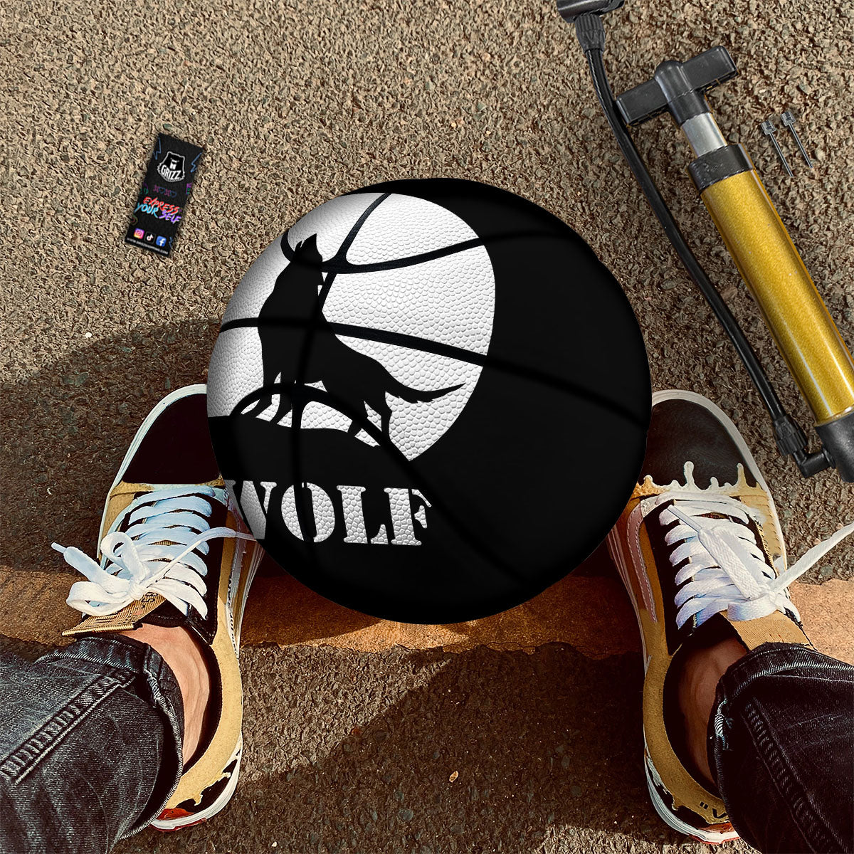 Wolf Howling Monochrome Print Basketball