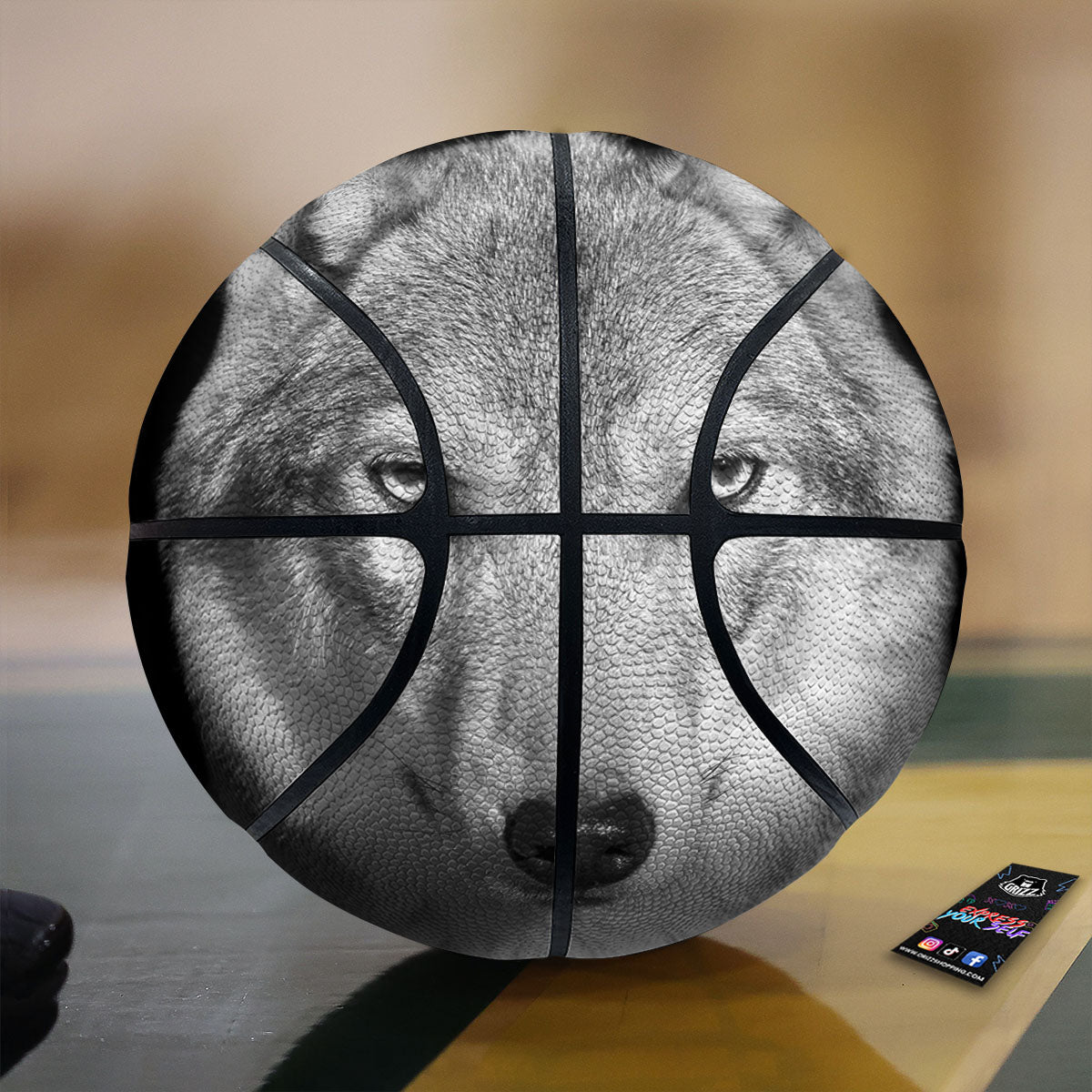 Wolf Monochrome Print Basketball