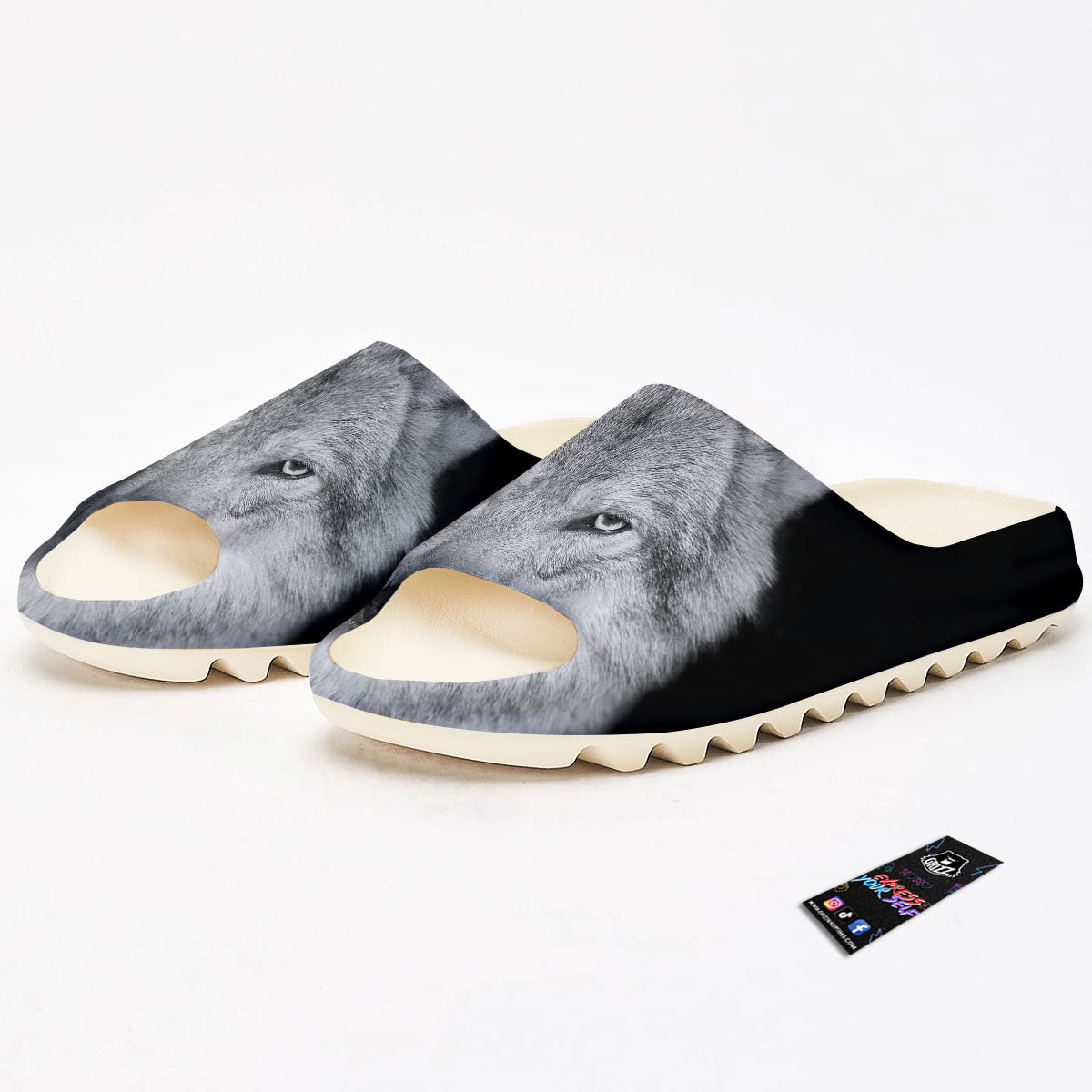 Wolf Monochrome Print Sandals-grizzshop