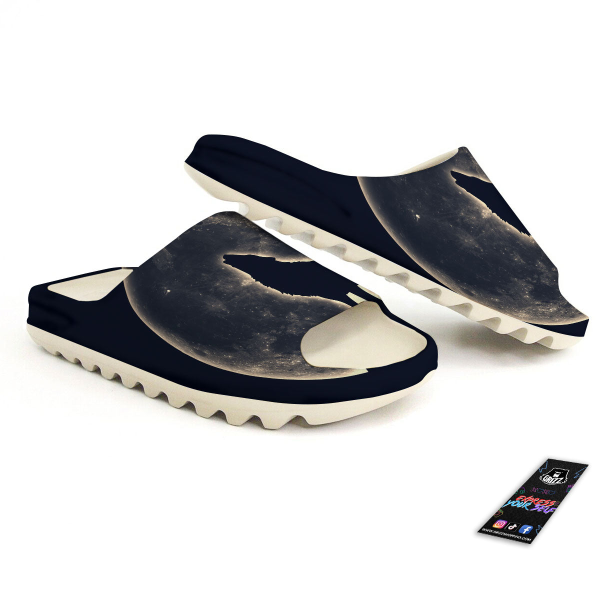 Wolf Moonlight Print Sandals-grizzshop
