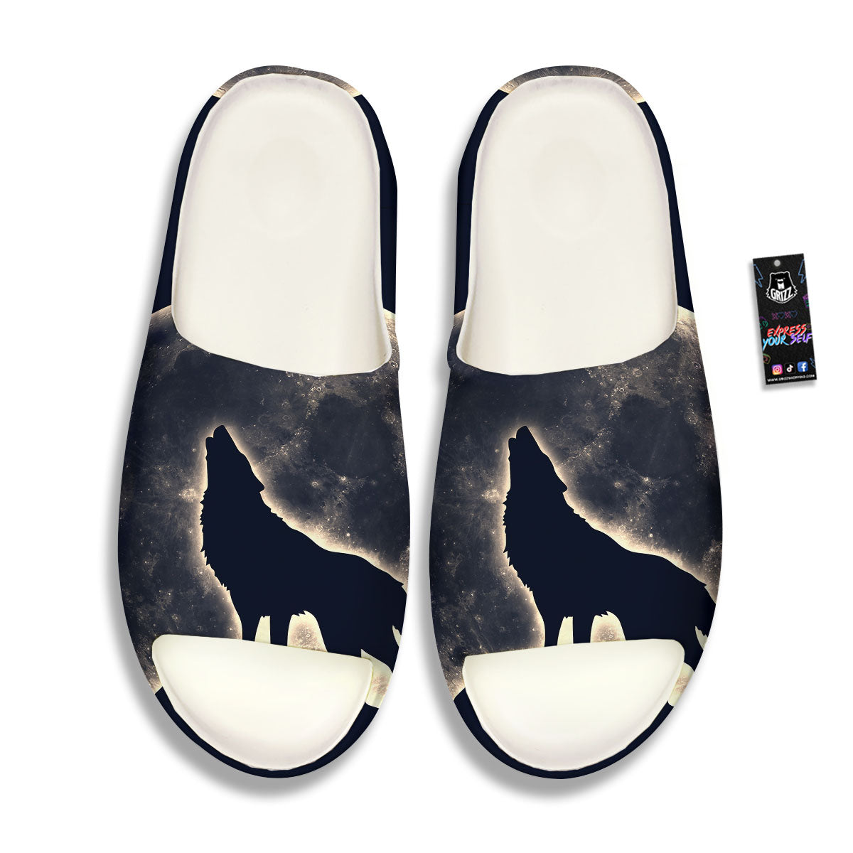 Wolf Moonlight Print Sandals-grizzshop