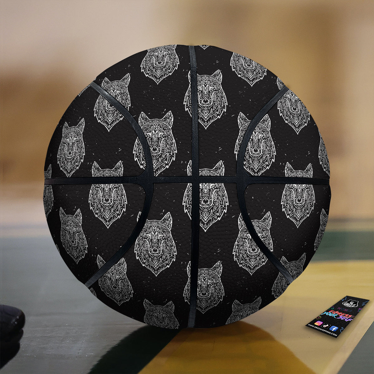 Wolf Native Tribal Print Pattern Basketball