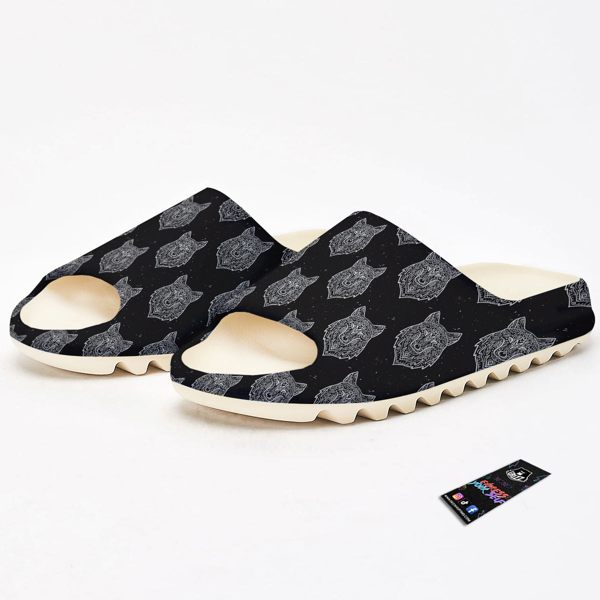 Wolf Native Tribal Print Pattern Sandals-grizzshop