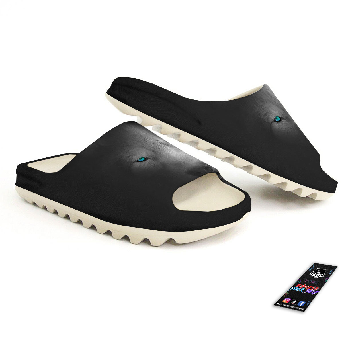 Wolf Painting Watercolor Print Sandals-grizzshop
