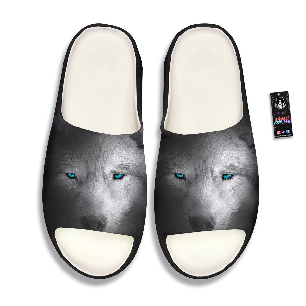 Wolf Painting Watercolor Print Sandals-grizzshop